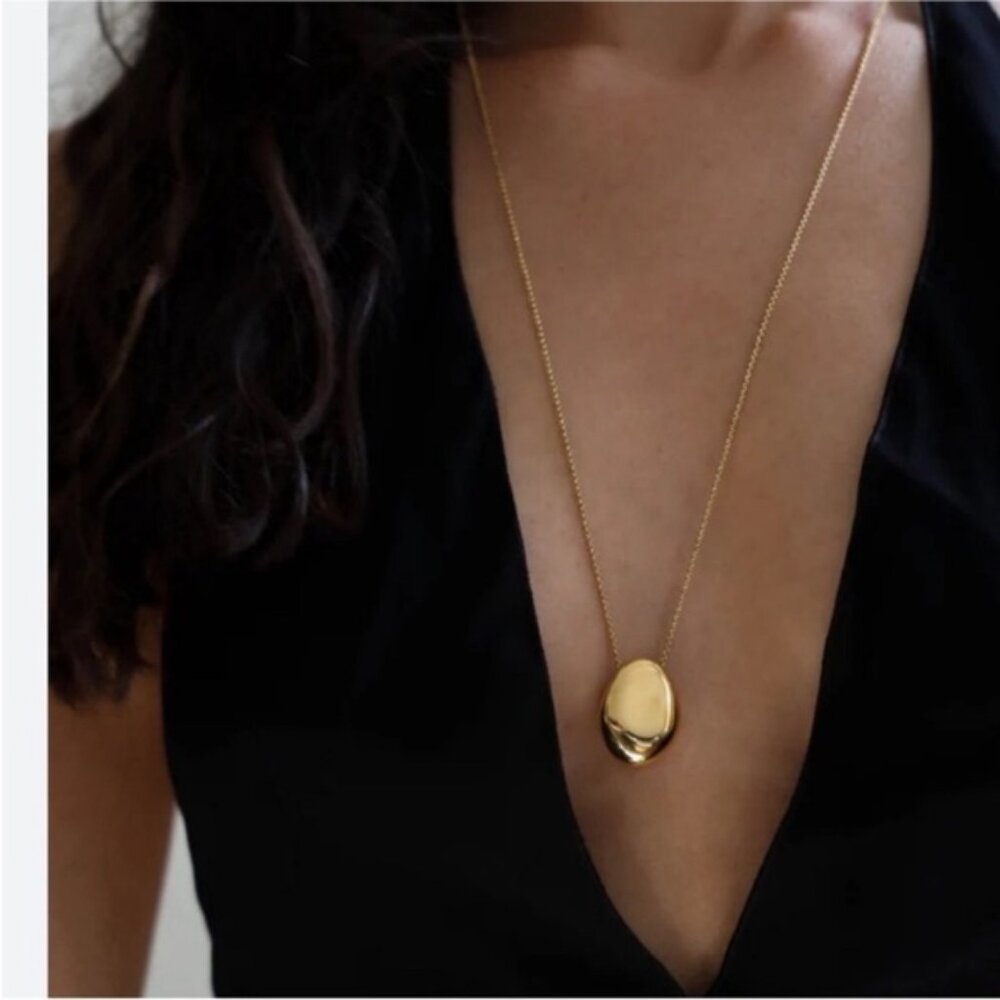 New! Anthropologie Gold Pebble Necklace NWOT